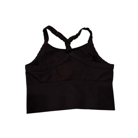 Alo Yoga Seamless Ribbed Favorite Bra Tank Top Racerback Black Logo Medium - Picture 5 of 5